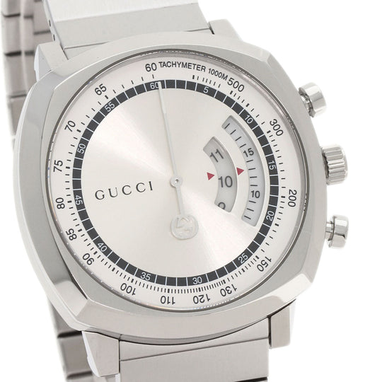 GUCCI Watches Quartz YA157302 Stainless Steel , Stainless Steel Silver Grip Chronograph Silver dial mens Used Authentic