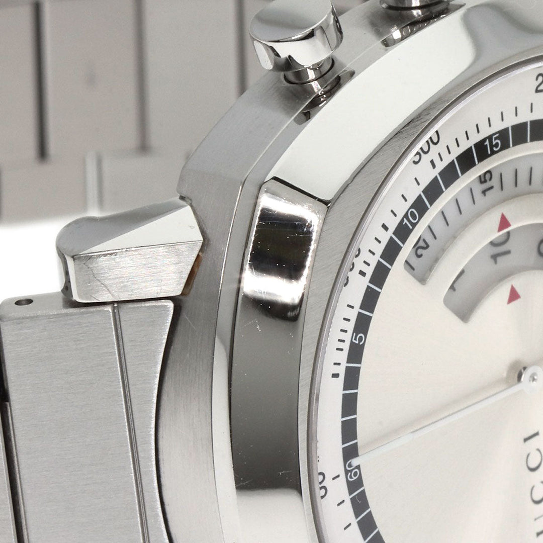 GUCCI Watches Quartz YA157302 Stainless Steel , Stainless Steel Silver Grip Chronograph Silver dial mens Used Authentic
