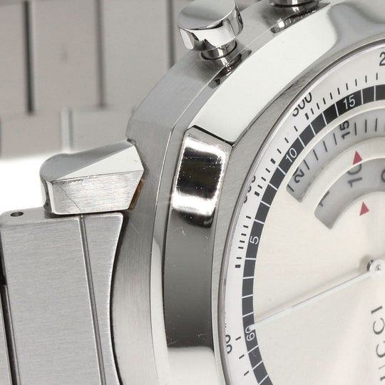 GUCCI Watches Quartz YA157302 Stainless Steel , Stainless Steel Silver Grip Chronograph Silver dial mens Used Authentic