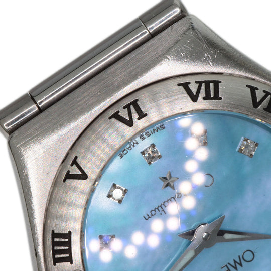 OMEGA Watches Quartz 1562.85 Stainless Steel , Stainless Steel Silver Constellation Blue shell dial Women Used Authentic