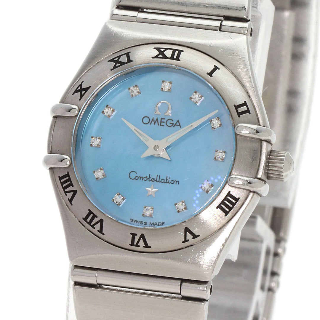 OMEGA Watches Quartz 1562.85 Stainless Steel , Stainless Steel Silver Constellation Blue shell dial Women Used Authentic