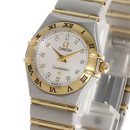 OMEGA Watches Quartz 1262.75.00 Stainless Steel , SSxK18YG gold Constellation diamond White shell dial Women Used Authentic