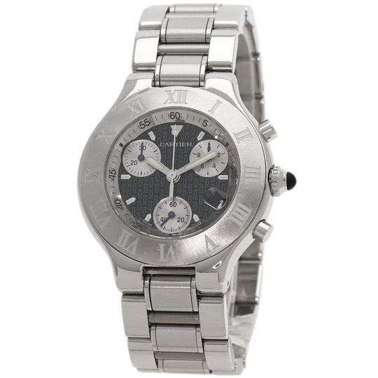 CARTIER Watches Quartz W10172T2 Stainless Steel , Stainless Steel Silver CHRONOSCAPH DATE black dial mens Used Authentic