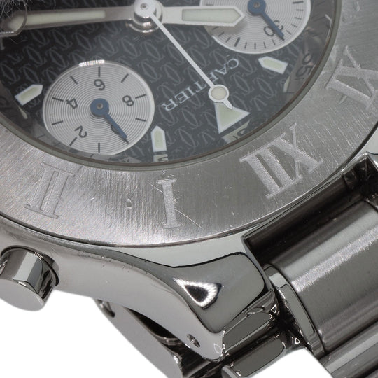 CARTIER Watches Quartz W10172T2 Stainless Steel , Stainless Steel Silver CHRONOSCAPH DATE black dial mens Used Authentic