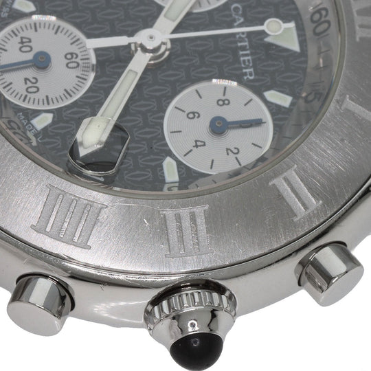 CARTIER Watches Quartz W10172T2 Stainless Steel , Stainless Steel Silver CHRONOSCAPH DATE black dial mens Used Authentic