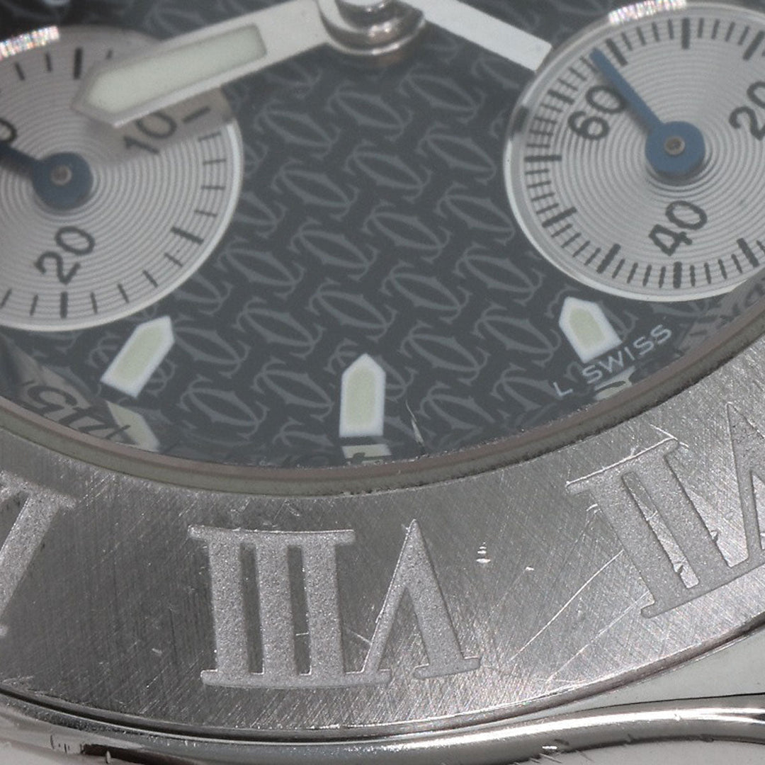 CARTIER Watches Quartz W10172T2 Stainless Steel , Stainless Steel Silver CHRONOSCAPH DATE black dial mens Used Authentic