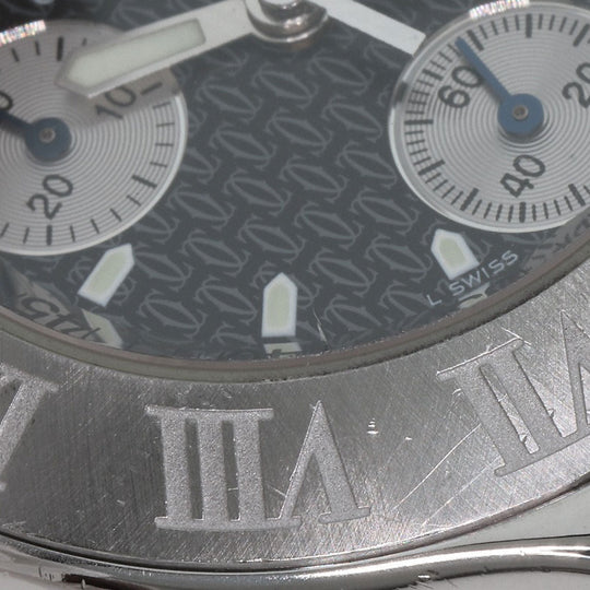 CARTIER Watches Quartz W10172T2 Stainless Steel , Stainless Steel Silver CHRONOSCAPH DATE black dial mens Used Authentic