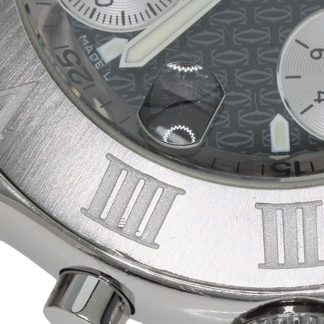 CARTIER Watches Quartz W10172T2 Stainless Steel , Stainless Steel Silver CHRONOSCAPH DATE black dial mens Used Authentic