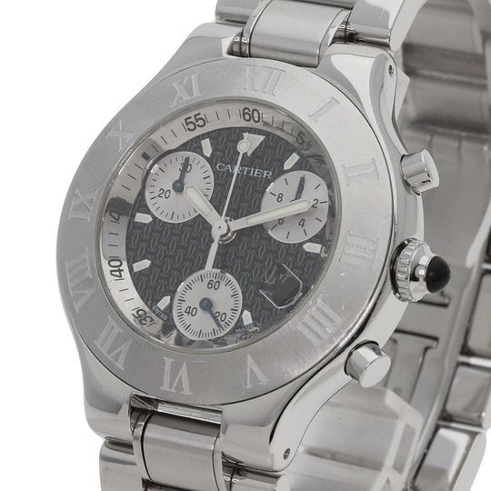 CARTIER Watches Quartz W10172T2 Stainless Steel , Stainless Steel Silver CHRONOSCAPH DATE black dial mens Used Authentic