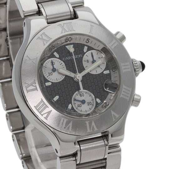 CARTIER Watches Quartz W10172T2 Stainless Steel , Stainless Steel Silver CHRONOSCAPH DATE black dial mens Used Authentic