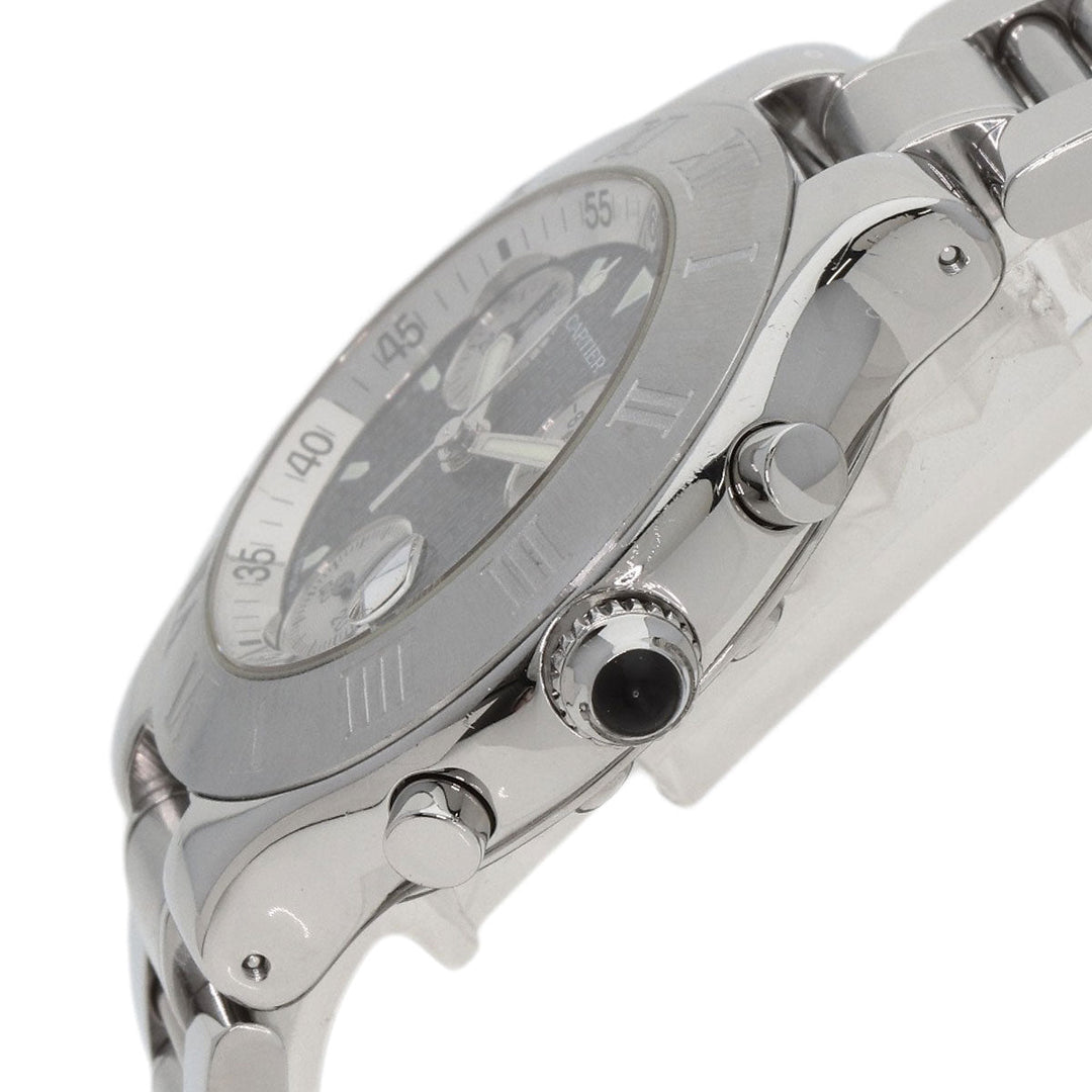 CARTIER Watches Quartz W10172T2 Stainless Steel , Stainless Steel Silver CHRONOSCAPH DATE black dial mens Used Authentic