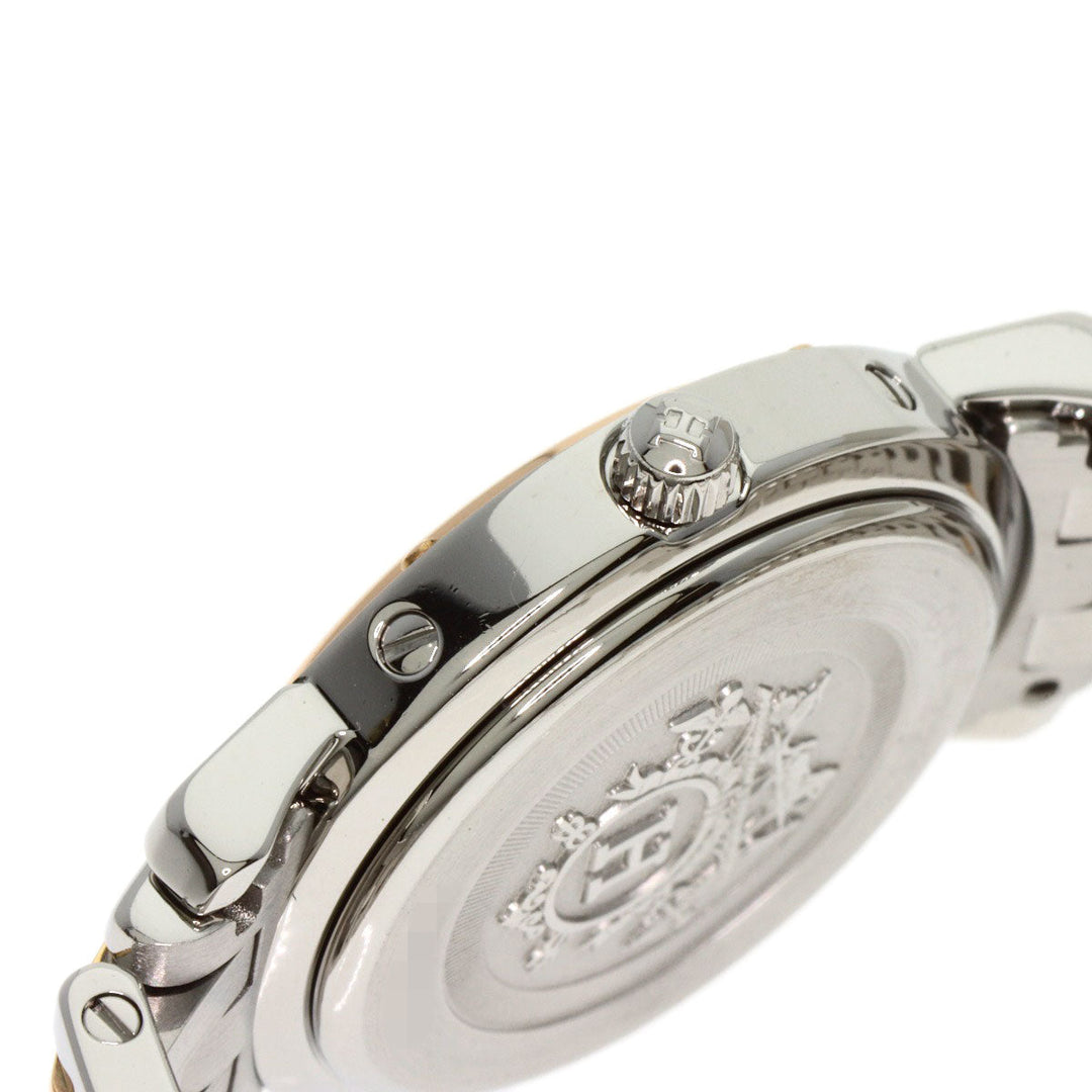 HERMES Watches Quartz CL4.221 Stainless Steel , SSxPGP gold Clipper Nacre New Buckle Pink shell dial Women Used Authentic