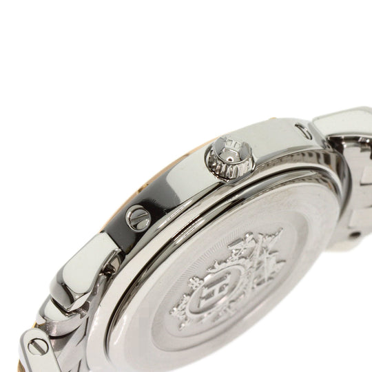 HERMES Watches Quartz CL4.221 Stainless Steel , SSxPGP gold Clipper Nacre New Buckle Pink shell dial Women Used Authentic
