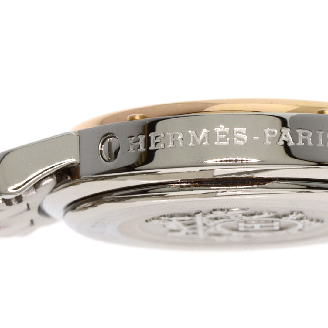 HERMES Watches Quartz CL4.221 Stainless Steel , SSxPGP gold Clipper Nacre New Buckle Pink shell dial Women Used Authentic