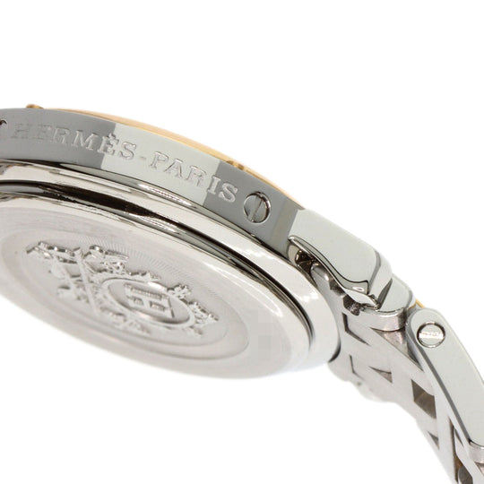 HERMES Watches Quartz CL4.221 Stainless Steel , SSxPGP gold Clipper Nacre New Buckle Pink shell dial Women Used Authentic