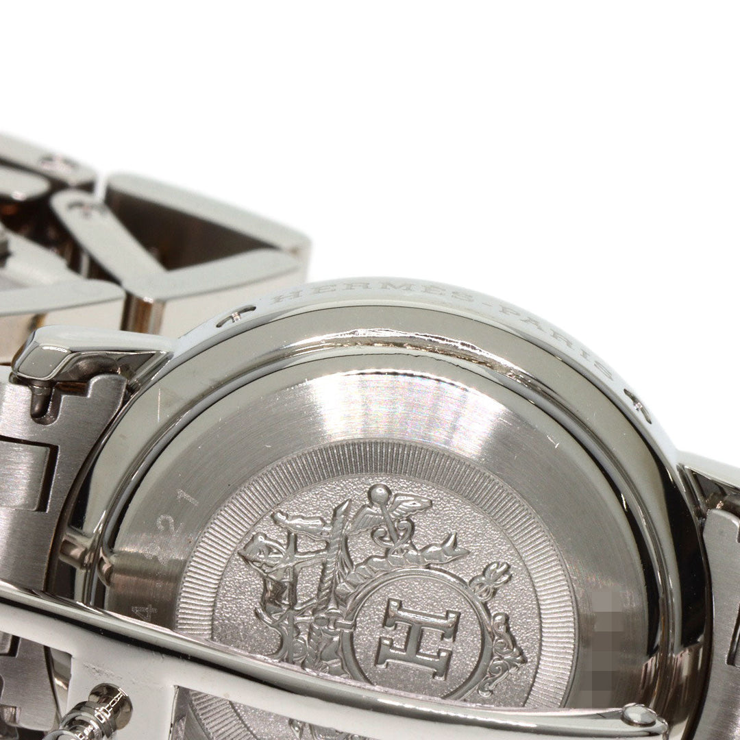 HERMES Watches Quartz CL4.221 Stainless Steel , SSxPGP gold Clipper Nacre New Buckle Pink shell dial Women Used Authentic
