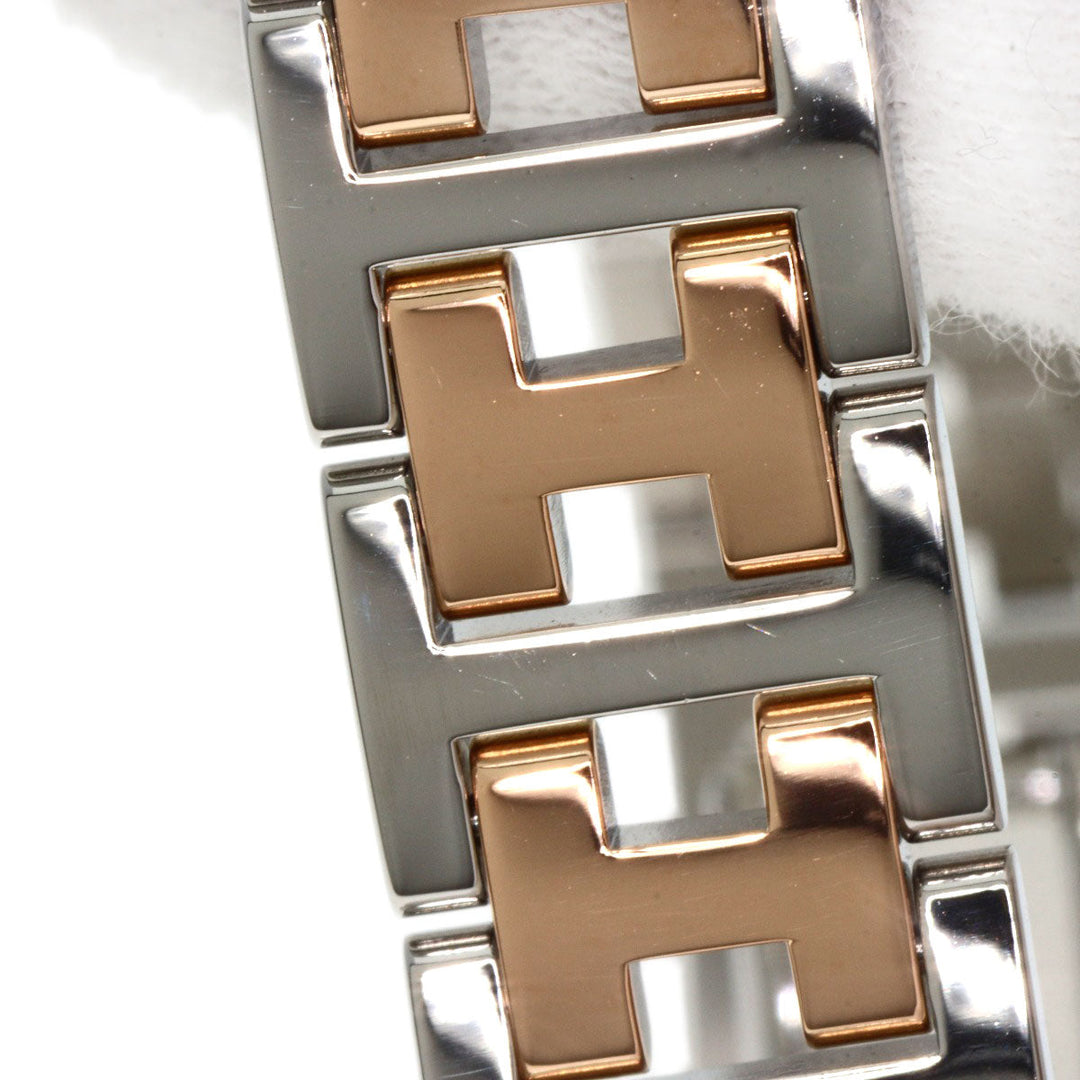 HERMES Watches Quartz CL4.221 Stainless Steel , SSxPGP gold Clipper Nacre New Buckle Pink shell dial Women Used Authentic