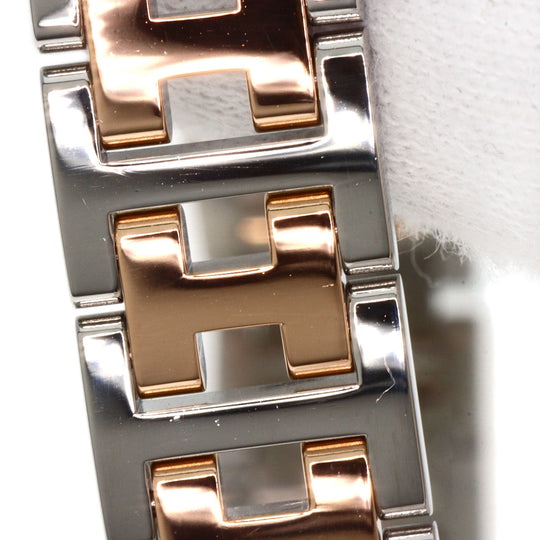 HERMES Watches Quartz CL4.221 Stainless Steel , SSxPGP gold Clipper Nacre New Buckle Pink shell dial Women Used Authentic