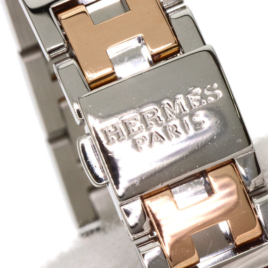 HERMES Watches Quartz CL4.221 Stainless Steel , SSxPGP gold Clipper Nacre New Buckle Pink shell dial Women Used Authentic