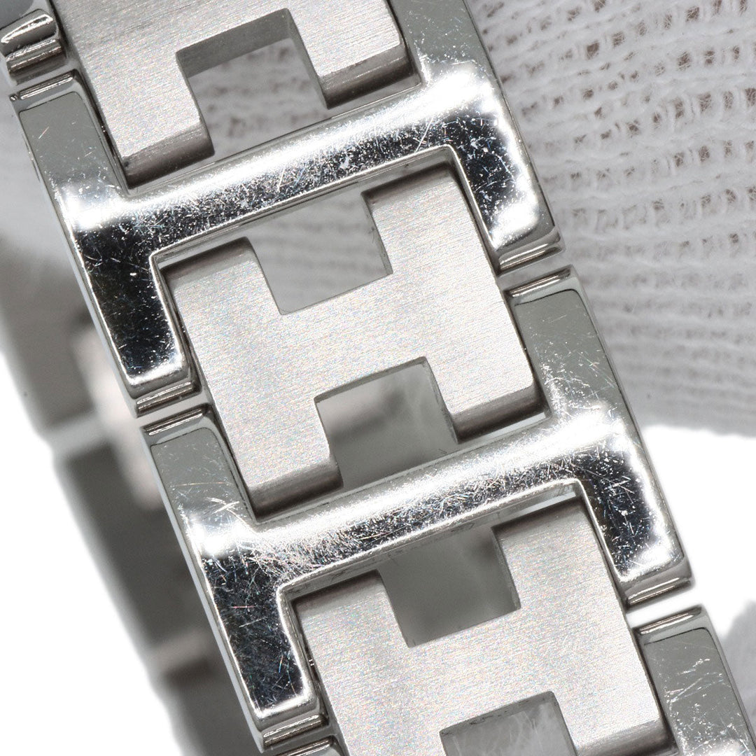 HERMES Watches Quartz CL4.210 Stainless Steel , Stainless Steel Silver Clipper new buckle white dial Women Used Authentic