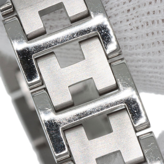 HERMES Watches Quartz CL4.210 Stainless Steel , Stainless Steel Silver Clipper new buckle white dial Women Used Authentic