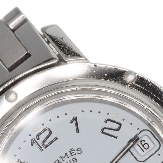 HERMES Watches Quartz CL4.210 Stainless Steel , Stainless Steel Silver Clipper new buckle white dial Women Used Authentic