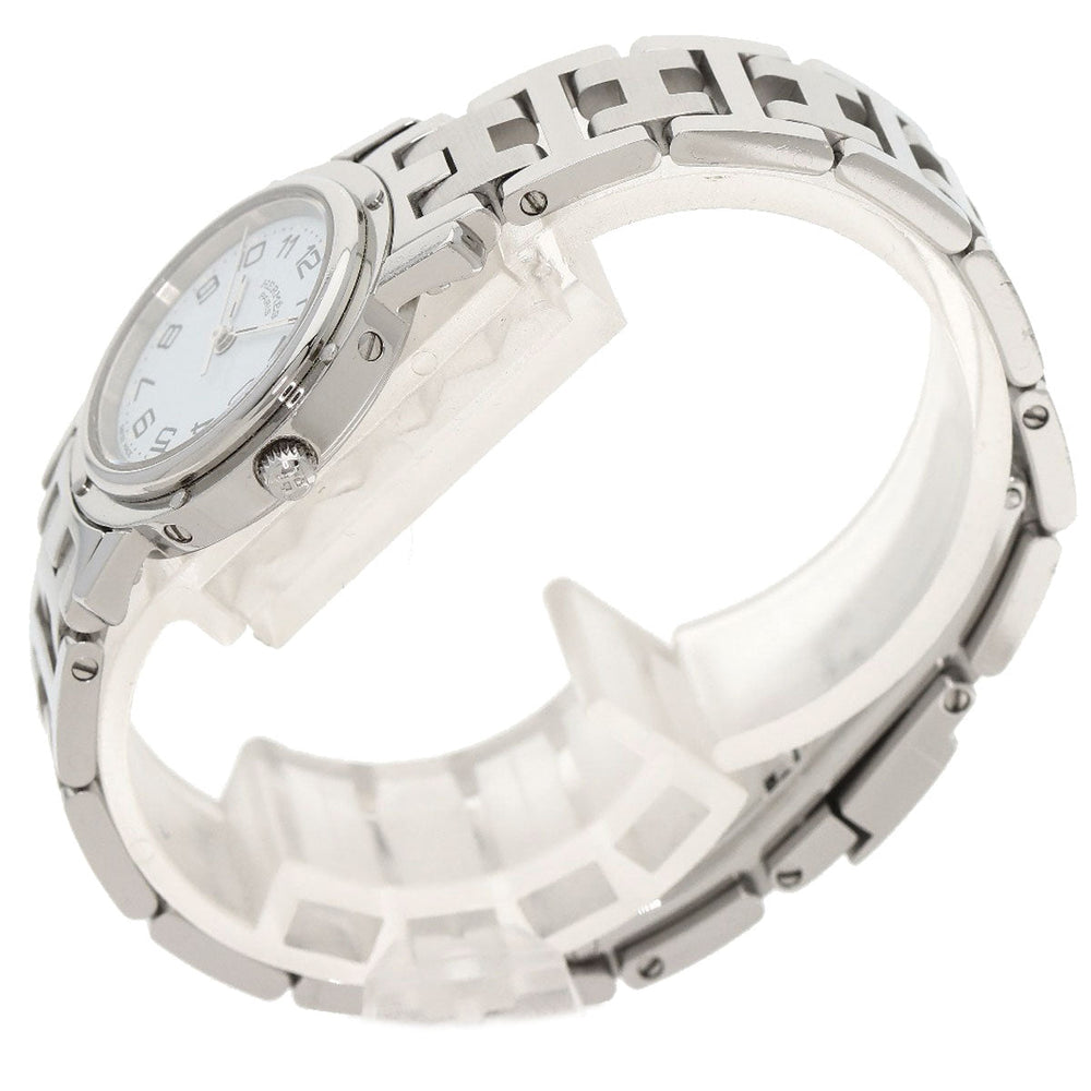 HERMES Watches Quartz CL4.210 Stainless Steel , Stainless Steel Silver Clipper new buckle white dial Women Used Authentic