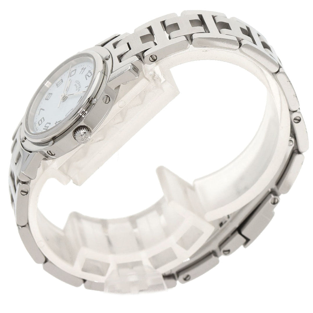 HERMES Watches Quartz CL4.210 Stainless Steel , Stainless Steel Silver Clipper new buckle white dial Women Used Authentic
