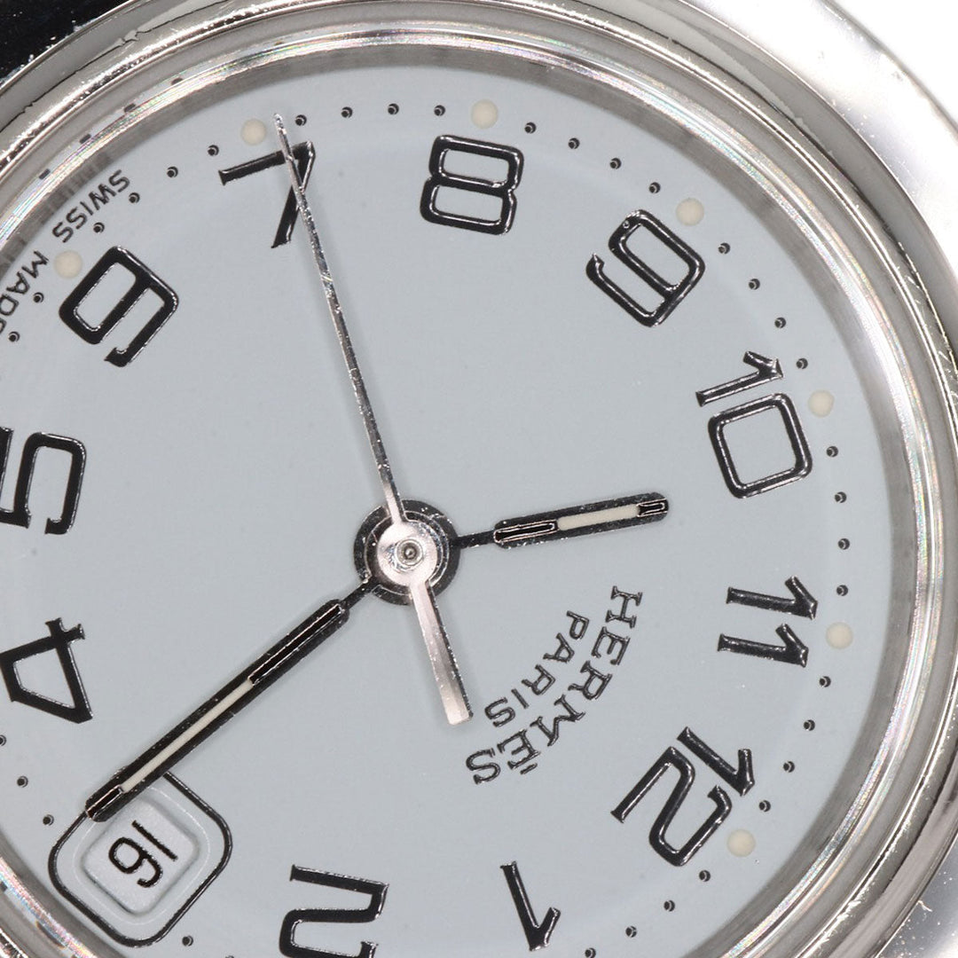 HERMES Watches Quartz CL4.210 Stainless Steel , Stainless Steel Silver Clipper new buckle white dial Women Used Authentic