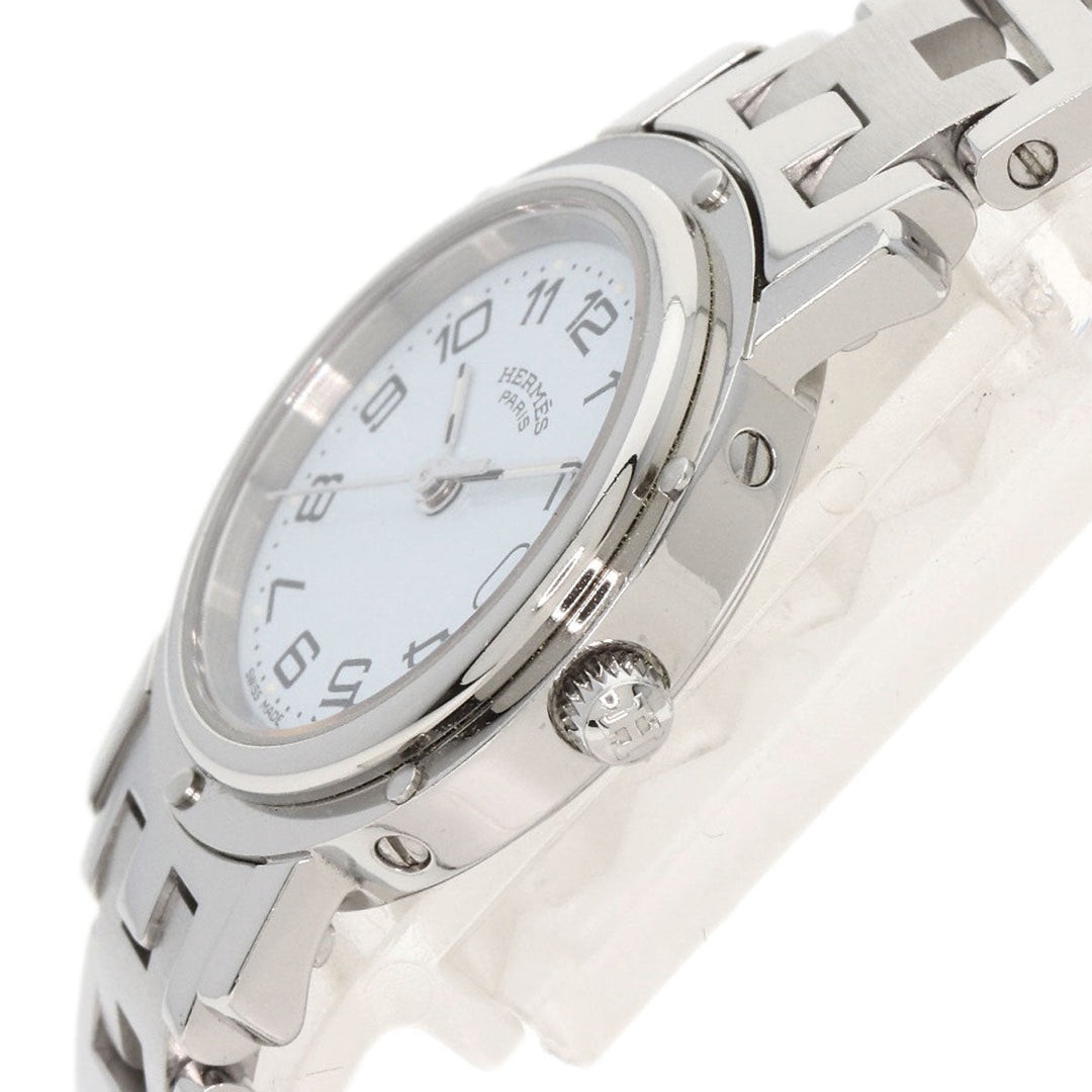 HERMES Watches Quartz CL4.210 Stainless Steel , Stainless Steel Silver Clipper new buckle white dial Women Used Authentic