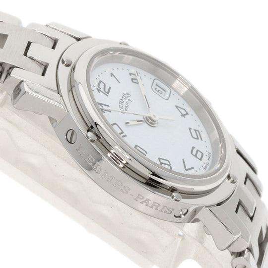 HERMES Watches Quartz CL4.210 Stainless Steel , Stainless Steel Silver Clipper new buckle white dial Women Used Authentic
