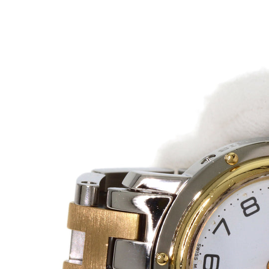 HERMES Watches Quartz CL4.220 Stainless Steel , SSxGP gold Clipper white dial Women Used Authentic