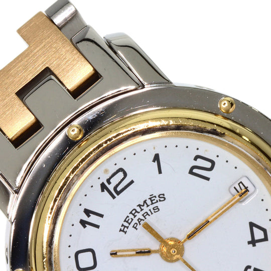 HERMES Watches Quartz CL4.220 Stainless Steel , SSxGP gold Clipper white dial Women Used Authentic