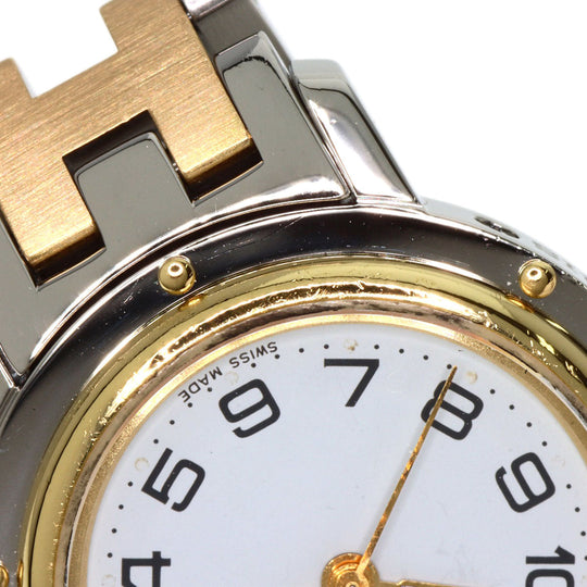 HERMES Watches Quartz CL4.220 Stainless Steel , SSxGP gold Clipper white dial Women Used Authentic