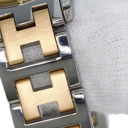 HERMES Watches Quartz CL4.220 Stainless Steel , SSxGP gold Clipper white dial Women Used Authentic