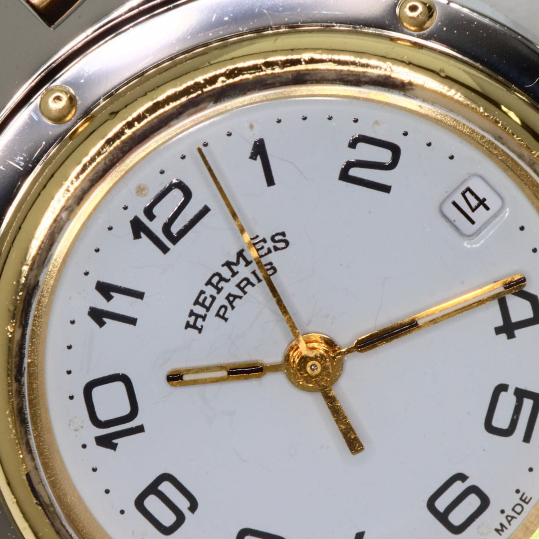 HERMES Watches Quartz CL4.220 Stainless Steel , SSxGP gold Clipper white dial Women Used Authentic