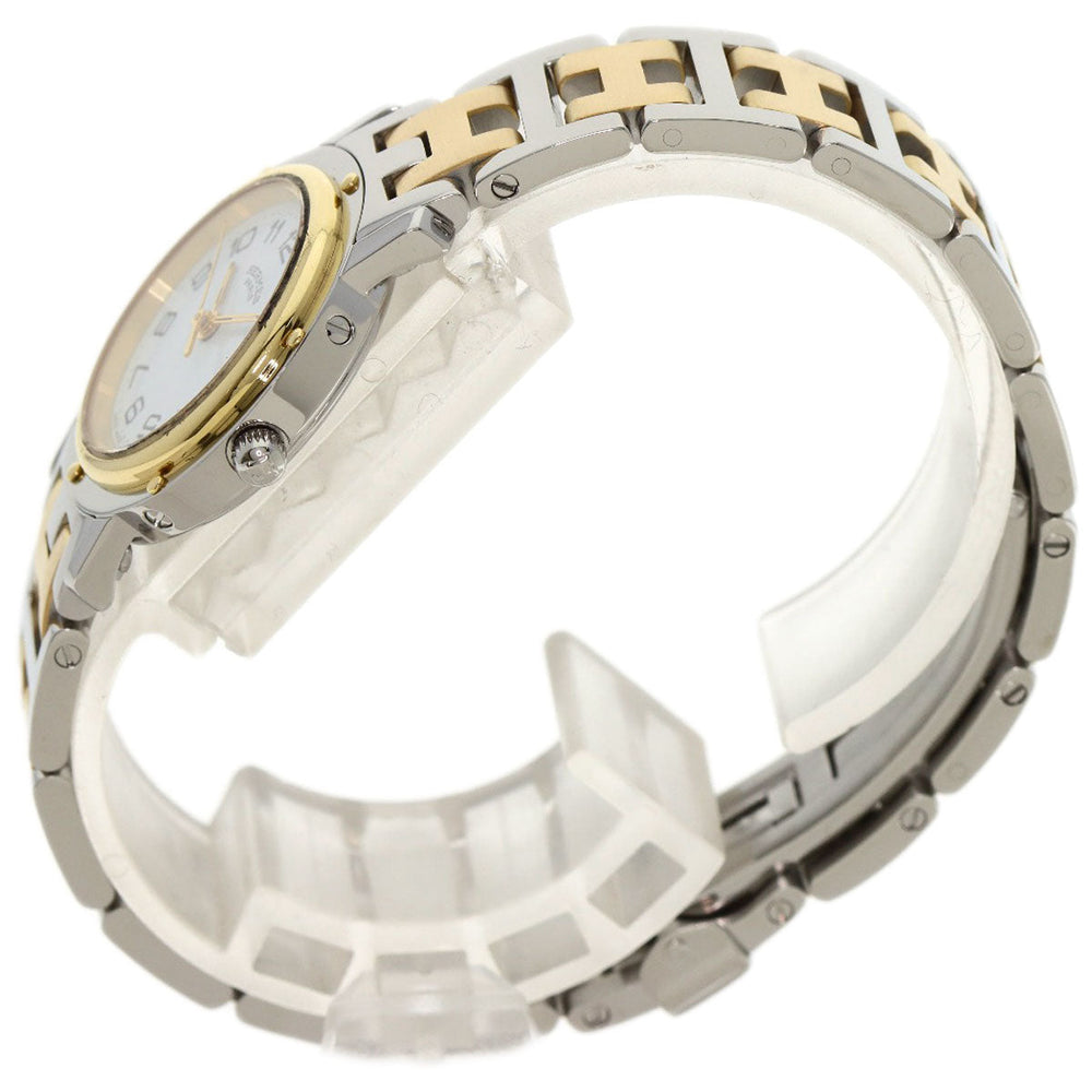 HERMES Watches Quartz CL4.220 Stainless Steel , SSxGP gold Clipper white dial Women Used Authentic