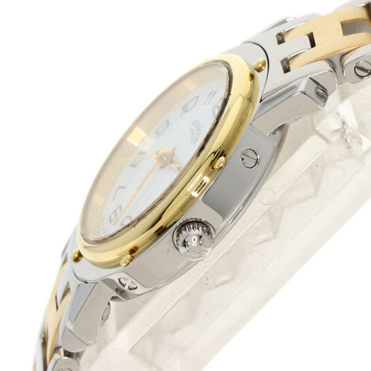 HERMES Watches Quartz CL4.220 Stainless Steel , SSxGP gold Clipper white dial Women Used Authentic