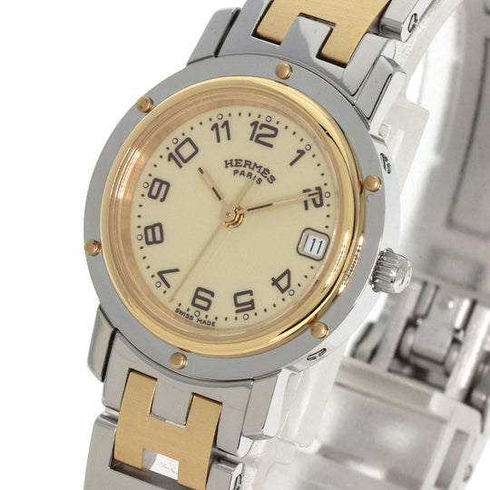 HERMES Watches Quartz CL4.220 Stainless Steel gold Clipper Ivory dial