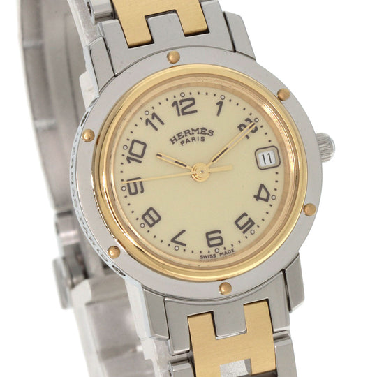 HERMES Watches Quartz CL4.220 Stainless Steel gold Clipper Ivory dial
