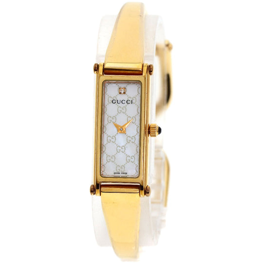 GUCCI Watches Quartz 1500L Gold Plated gold Square Face 1P Diamond White shell dial