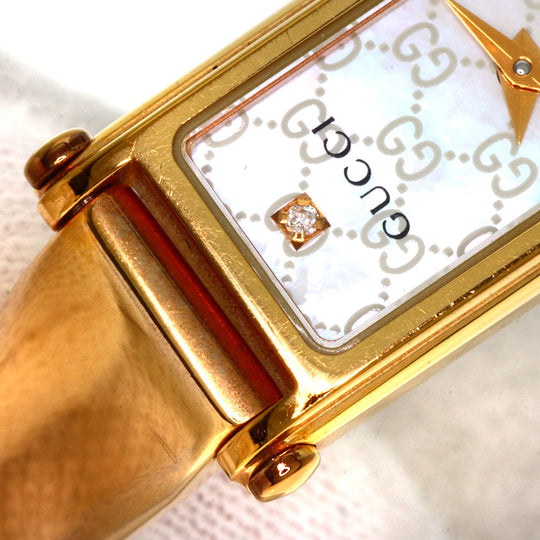 GUCCI Watches Quartz 1500L Gold Plated gold Square Face 1P Diamond White shell dial