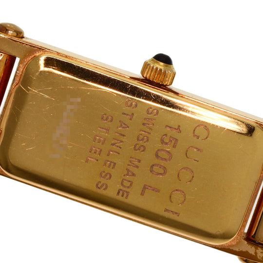 GUCCI Watches Quartz 1500L Gold Plated gold Square Face 1P Diamond White shell dial