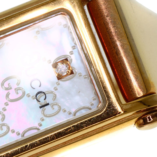 GUCCI Watches Quartz 1500L Gold Plated gold Square Face 1P Diamond White shell dial