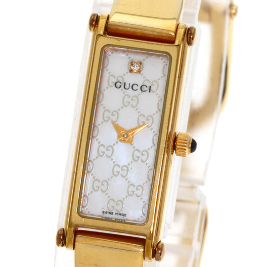 GUCCI Watches Quartz 1500L Gold Plated gold Square Face 1P Diamond White shell dial