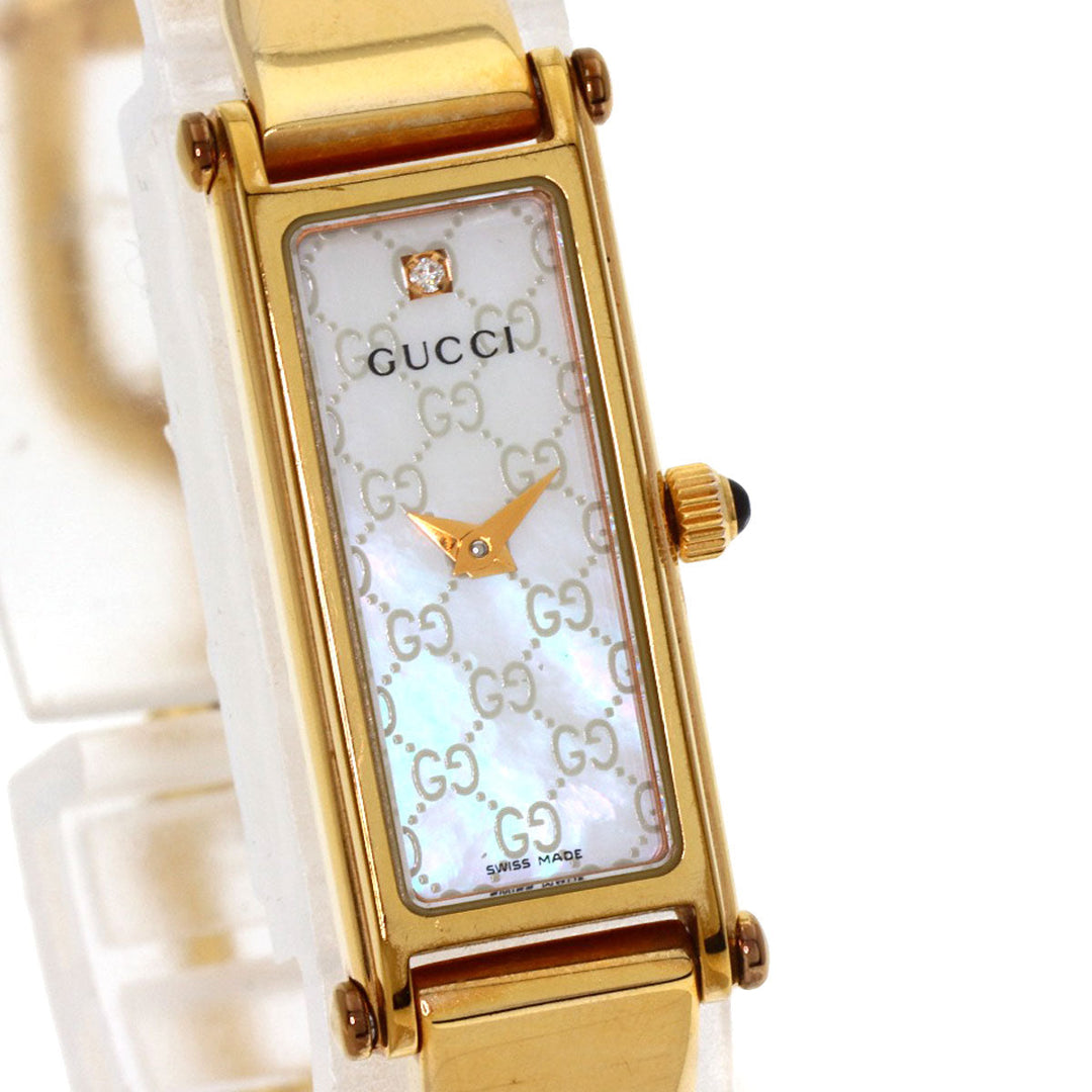 GUCCI Watches Quartz 1500L Gold Plated gold Square Face 1P Diamond White shell dial