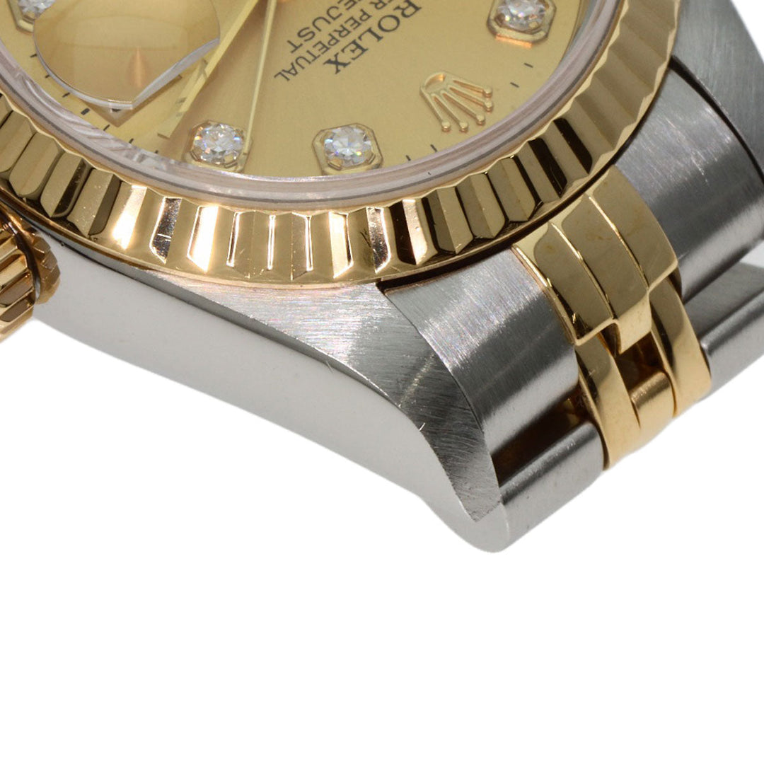 ROLEX Watches Mechanical Automatic 69173G Stainless Steel , SSxK18YG gold Datejust 10P Diamond Champagne Gold dial Women Used Authentic