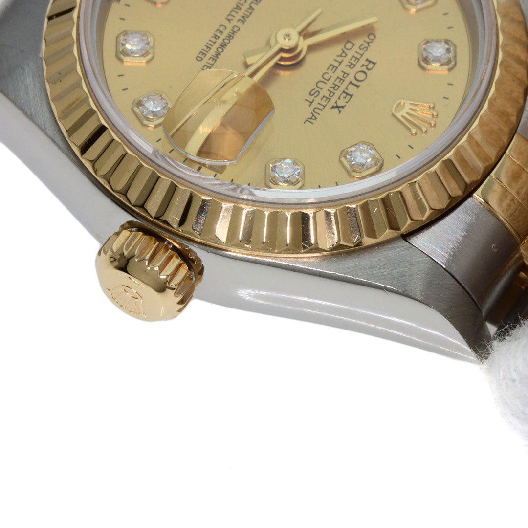 ROLEX Watches Mechanical Automatic 69173G Stainless Steel , SSxK18YG gold Datejust 10P Diamond Champagne Gold dial Women Used Authentic