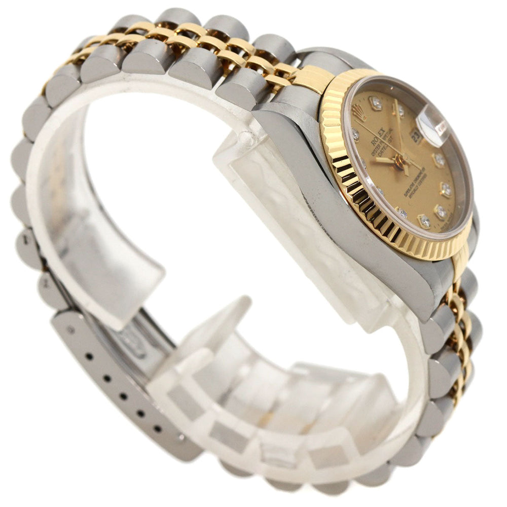 ROLEX Watches Mechanical Automatic 69173G Stainless Steel , SSxK18YG gold Datejust 10P Diamond Champagne Gold dial Women Used Authentic