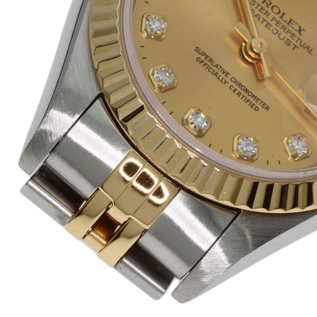 ROLEX Watches Mechanical Automatic 69173G Stainless Steel , SSxK18YG gold Datejust 10P Diamond Champagne Gold dial Women Used Authentic